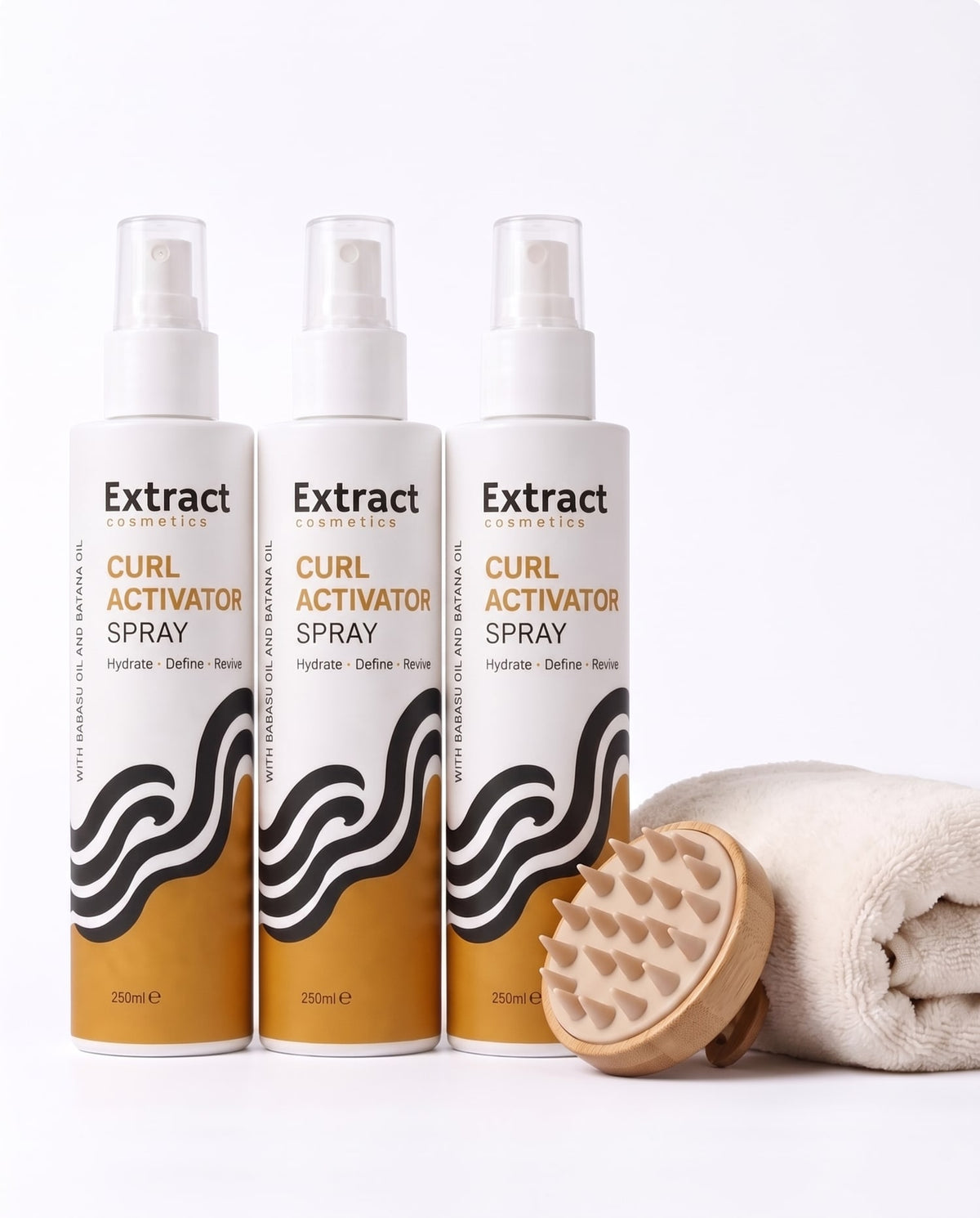 Curl Activator Spray 250 мл – комплект от 3 с масажор и кърпа